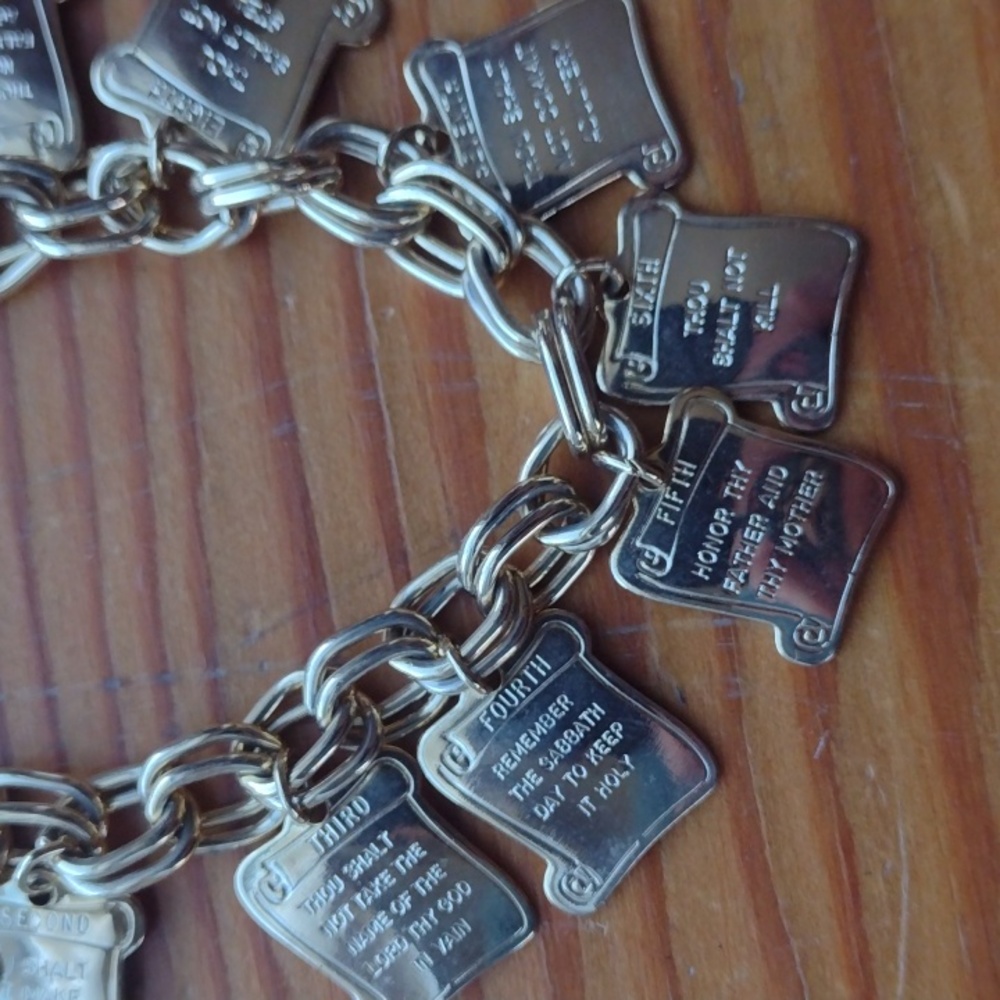 Gold Plate Ten Commandments Scroll Bracelet - image 2